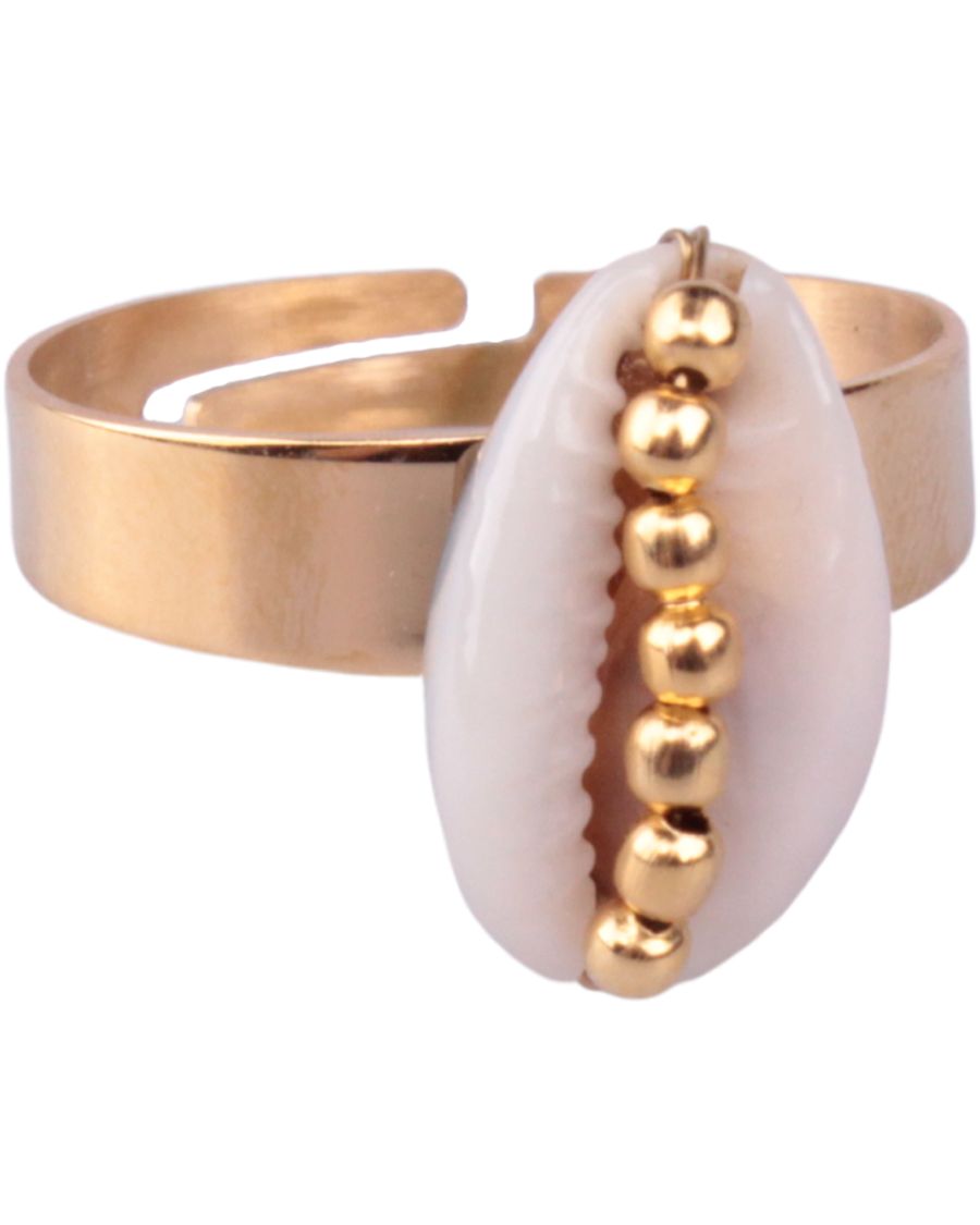 Bague MILE MILA acier doré coquillage perlé