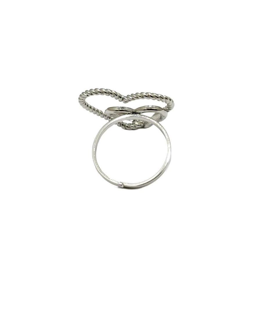 Bague femme acier double coeurs