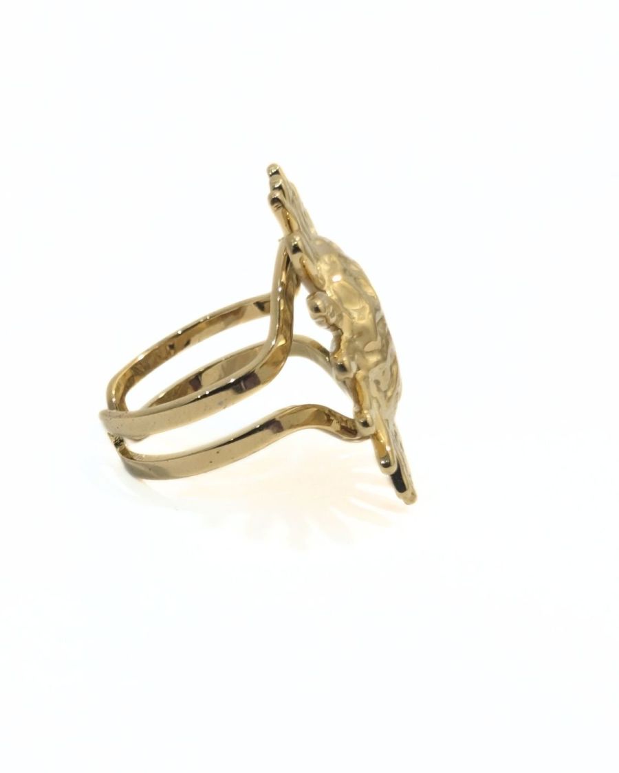Bague femme acier doré soleil