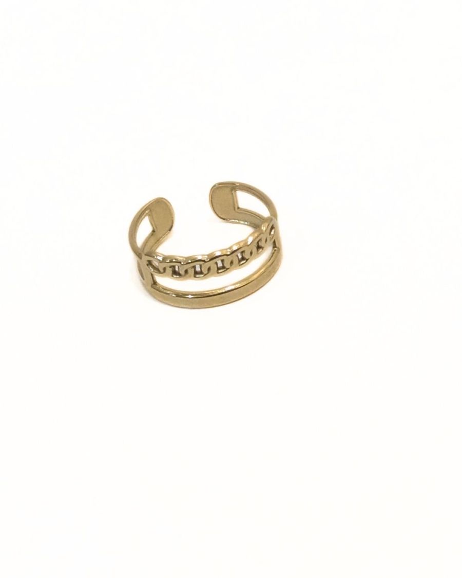 Bague femme acier doré double Marta