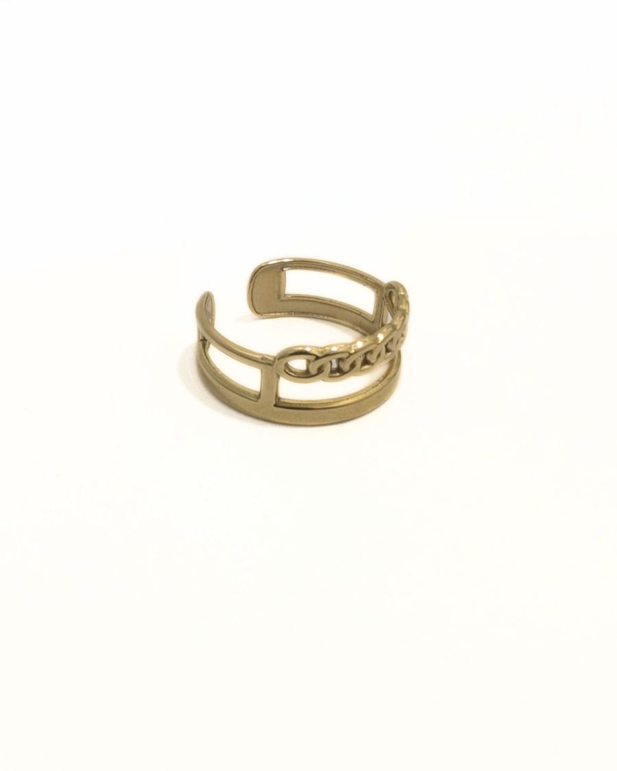 Bague femme acier doré double Marta