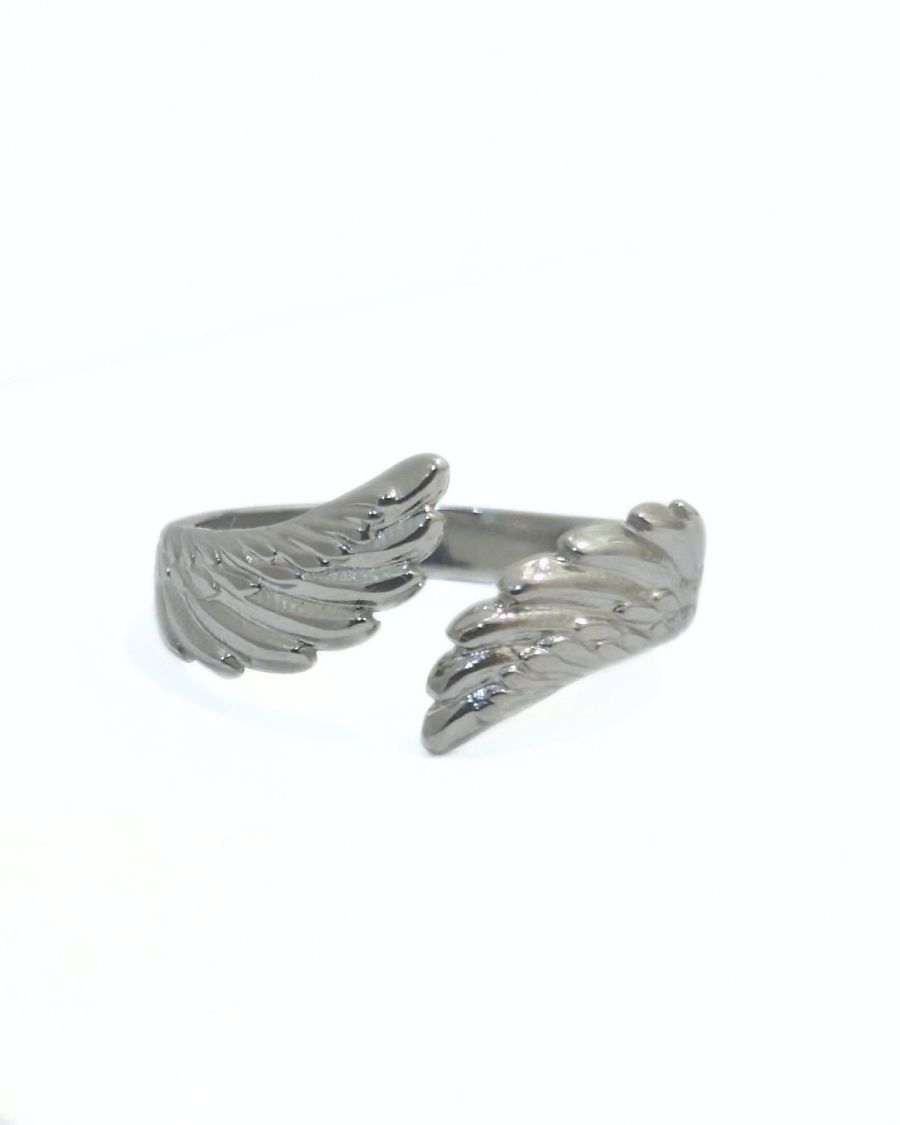 Bague femme acier argenté ailes