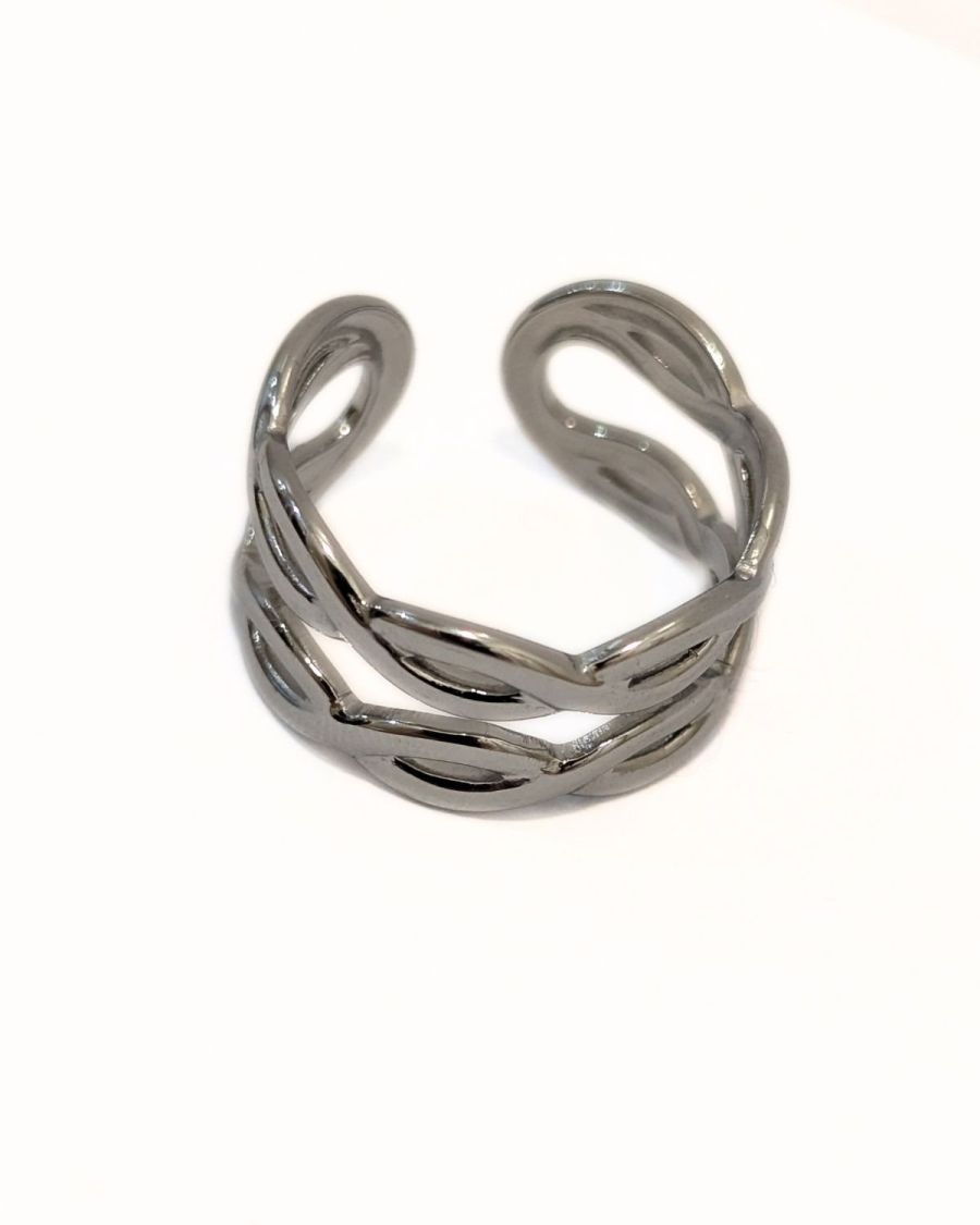 Bague femme acier argenté torsadé Smilla