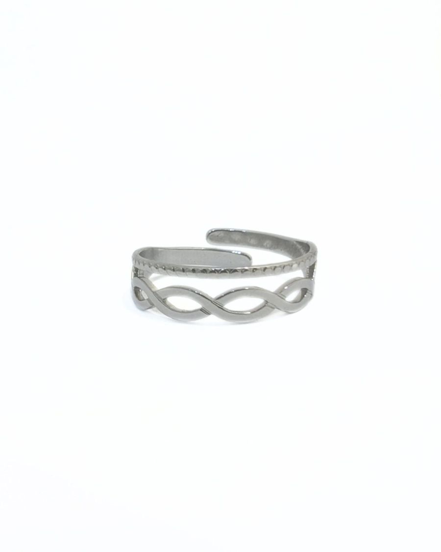 Bague femme acier argenté double Marta