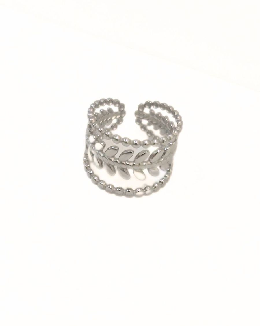 Bague femme acier argenté triple Ketil