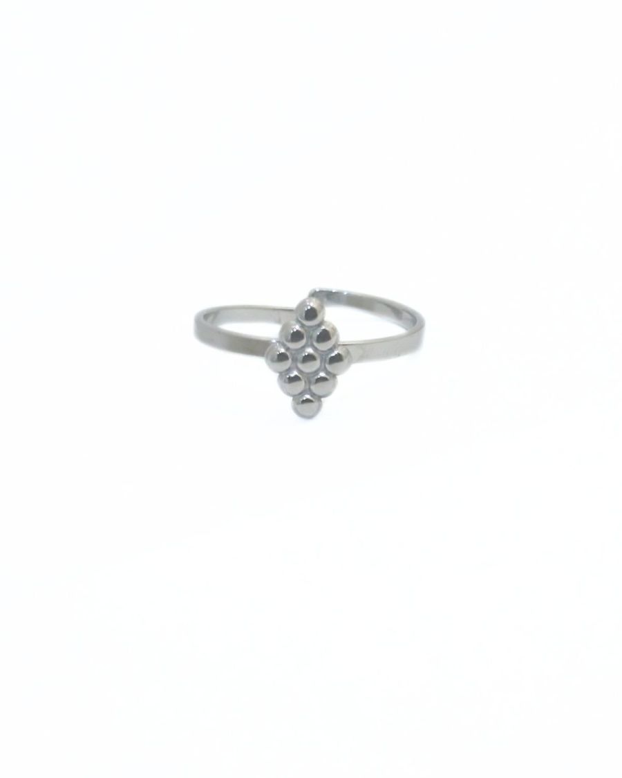 Bague femme acier argenté losange
