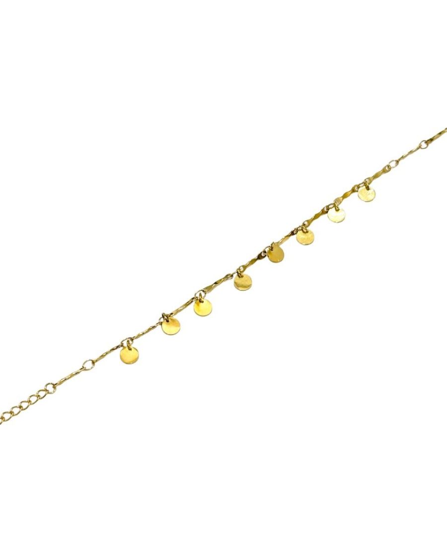 Bracelet acier doré pampilles rondes dorés