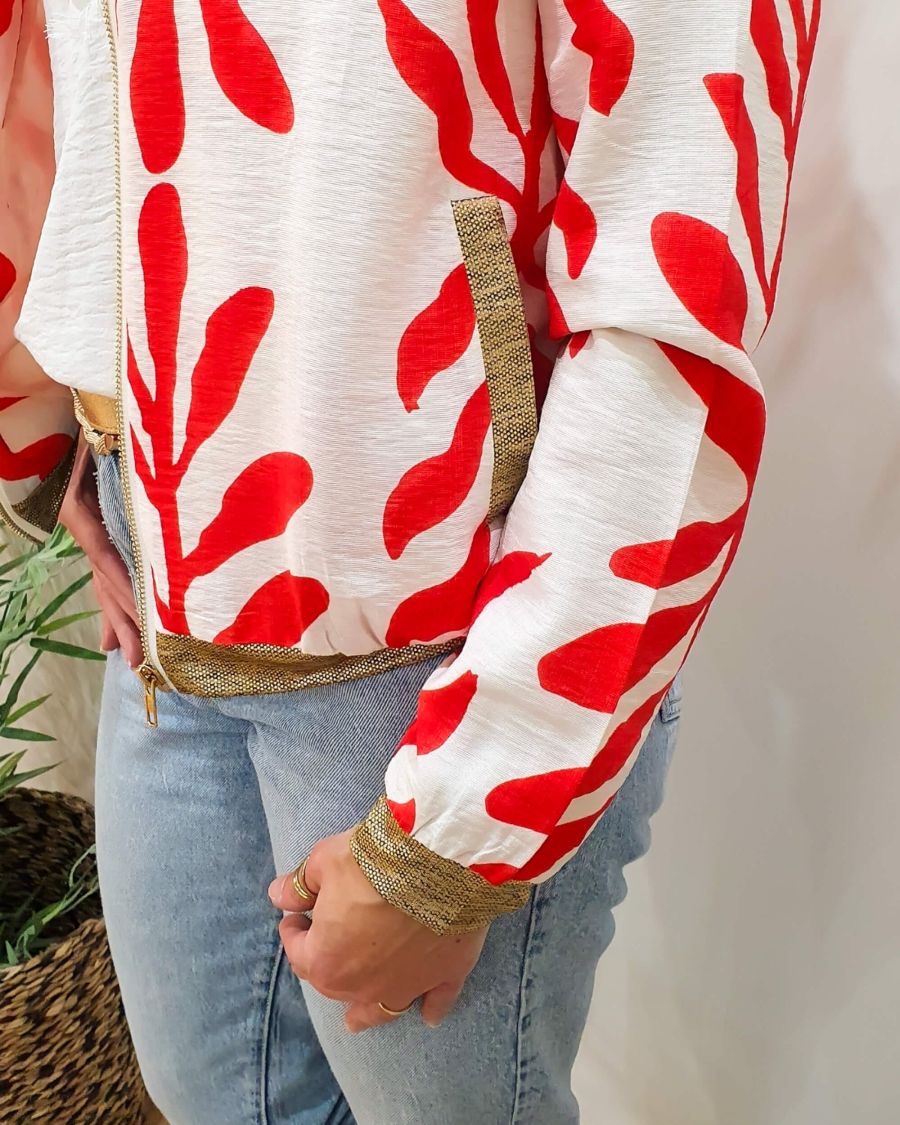 Bombers femme écru et rouge Ismérie