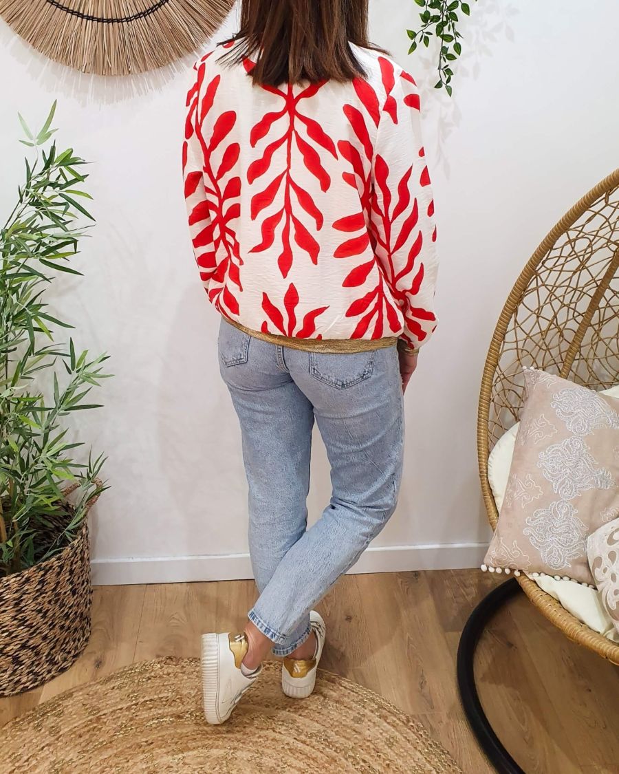 Bombers femme écru et rouge Ismérie