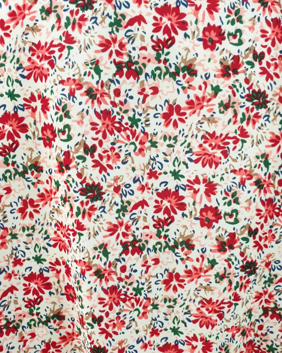 Bombers femme blanc petites fleurs rouges cerises et vertes mi-saison léger