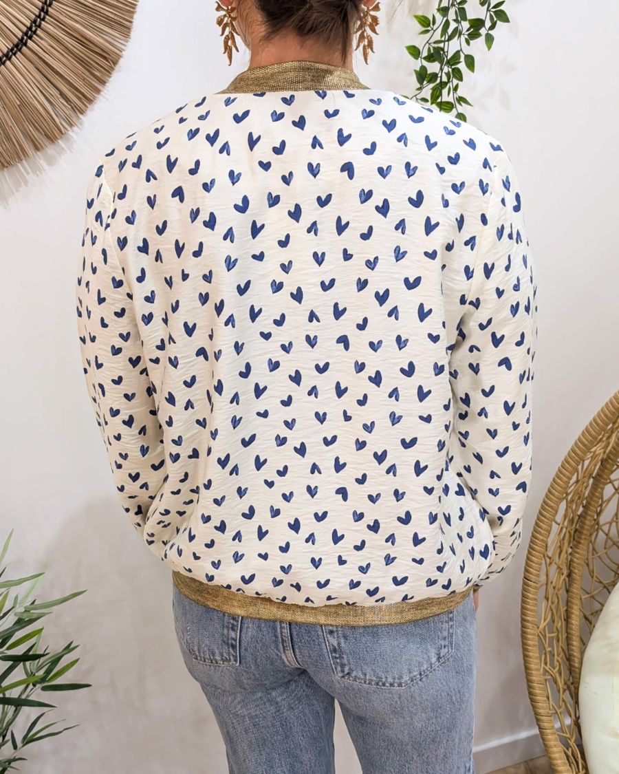 Bombers femme écru et bleu marine Nahélys