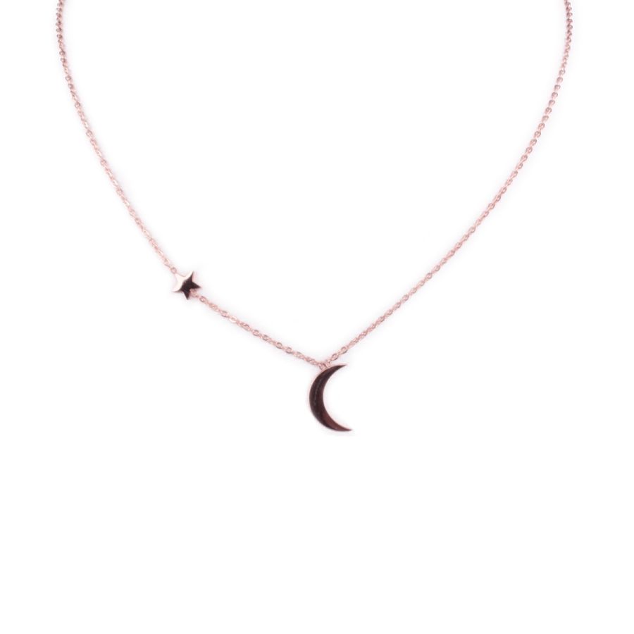 Collier MILE MILA acier cuivré lune et étoile