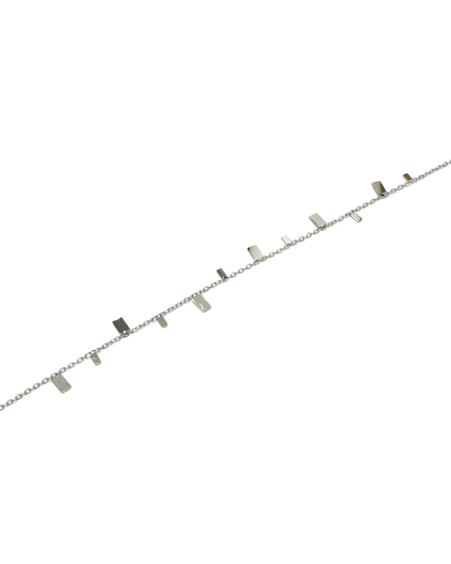 Collier femme argenté petits rectangles