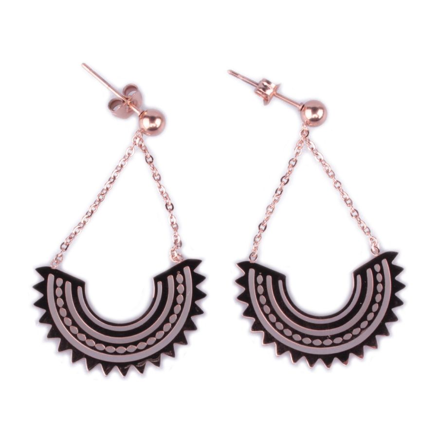 Boucles d'oreilles acier MILE MILA éventail cuivré