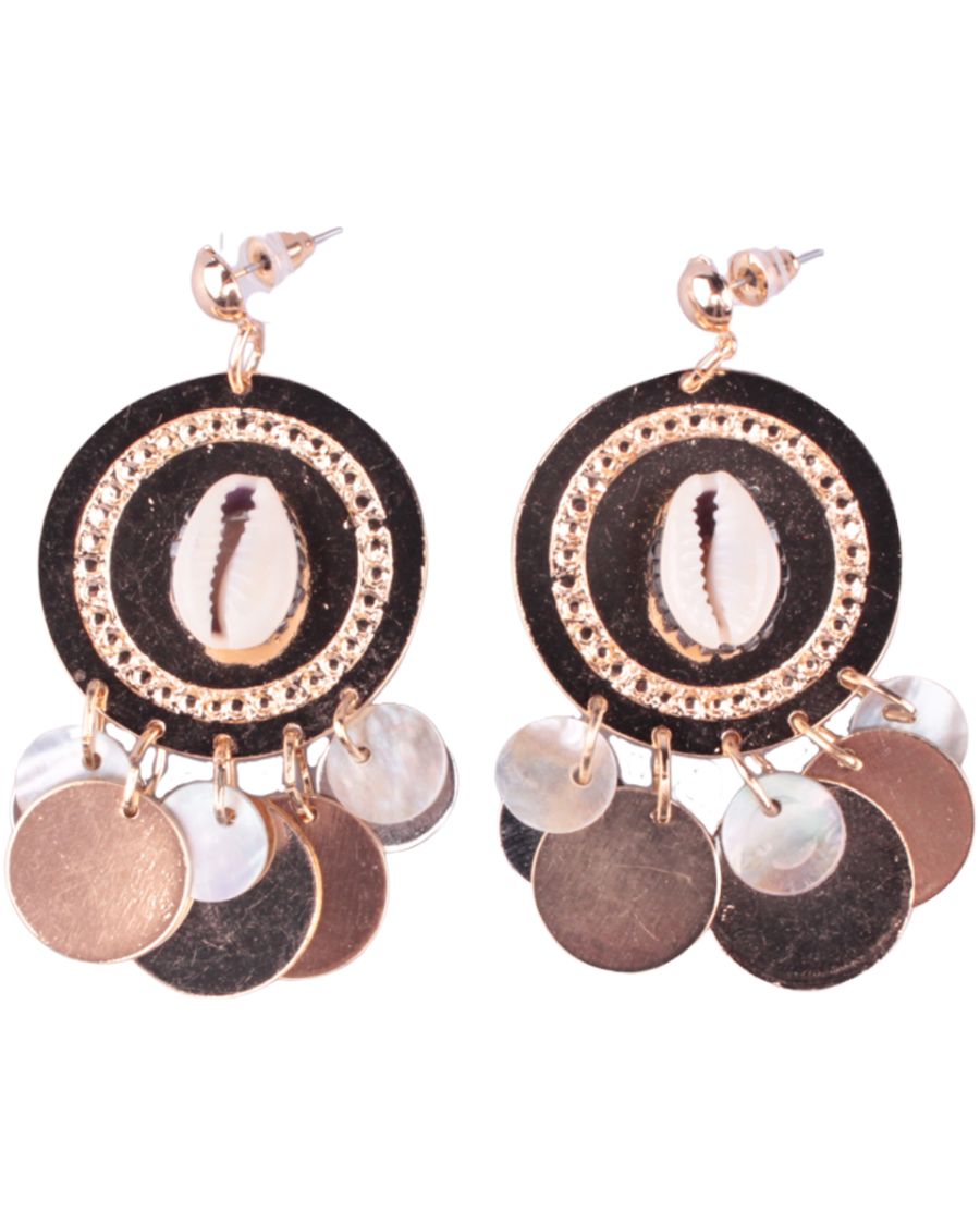 Boucles d'oreilles LOL Gongs à coquillages et pastilles doré