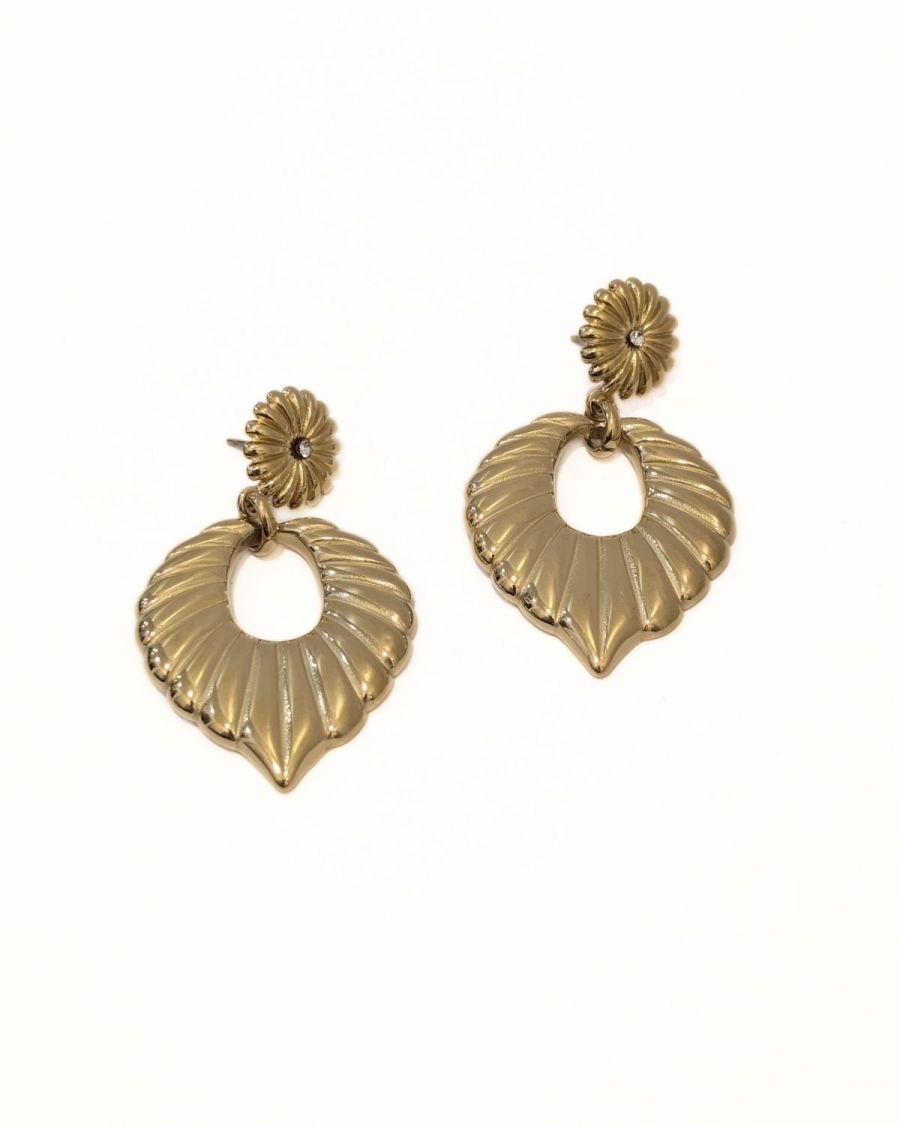 Boucles d'oreilles femme acier doré et strass Geneviève