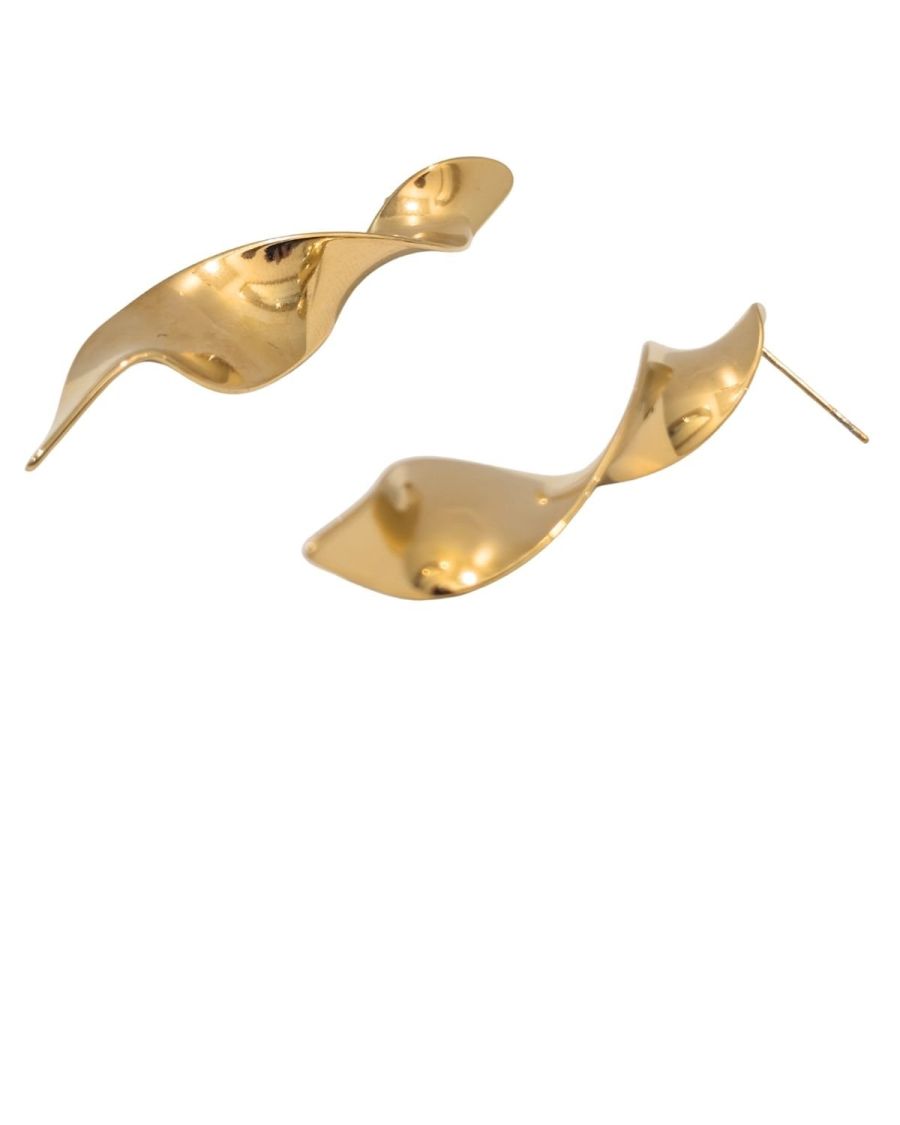 Boucles d'oreilles femme acier doré descente torsadée