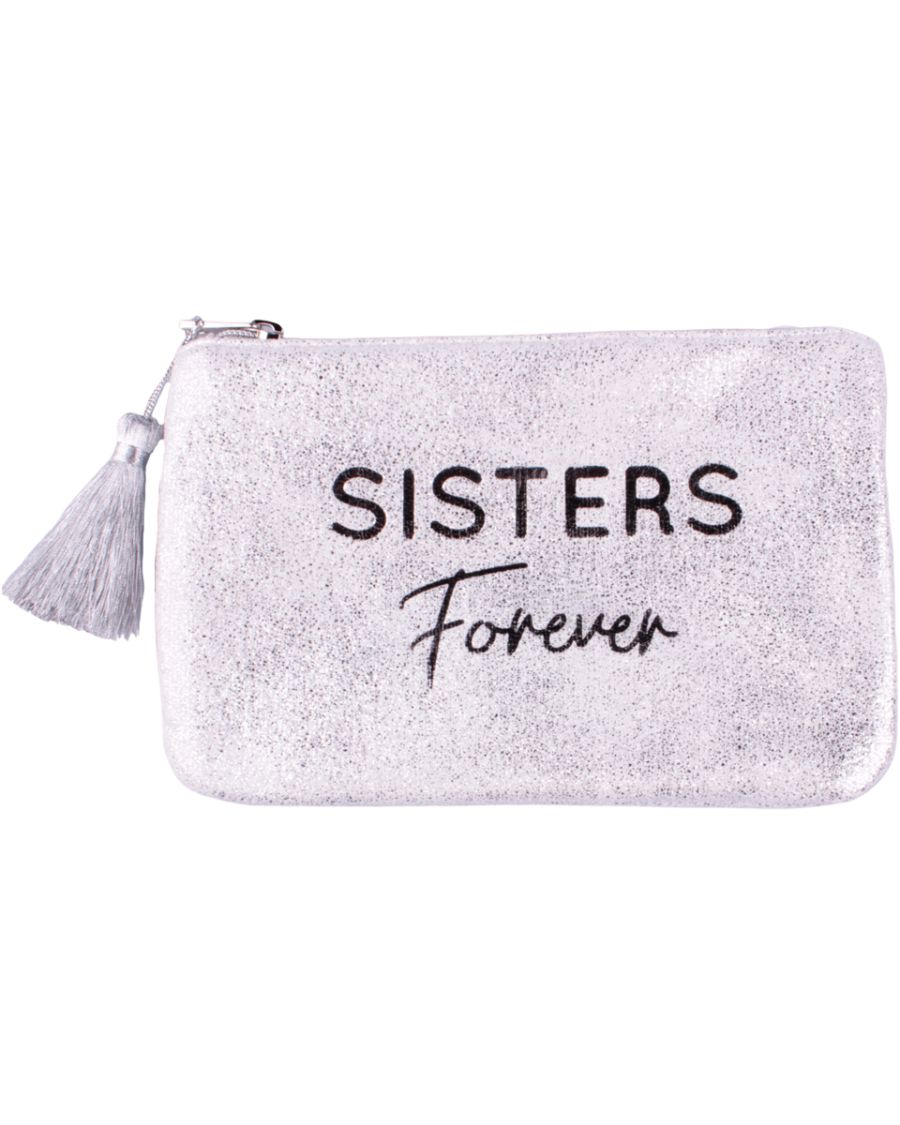 Petite pochette LOL argent pailletée Sisters Forever et pompon
