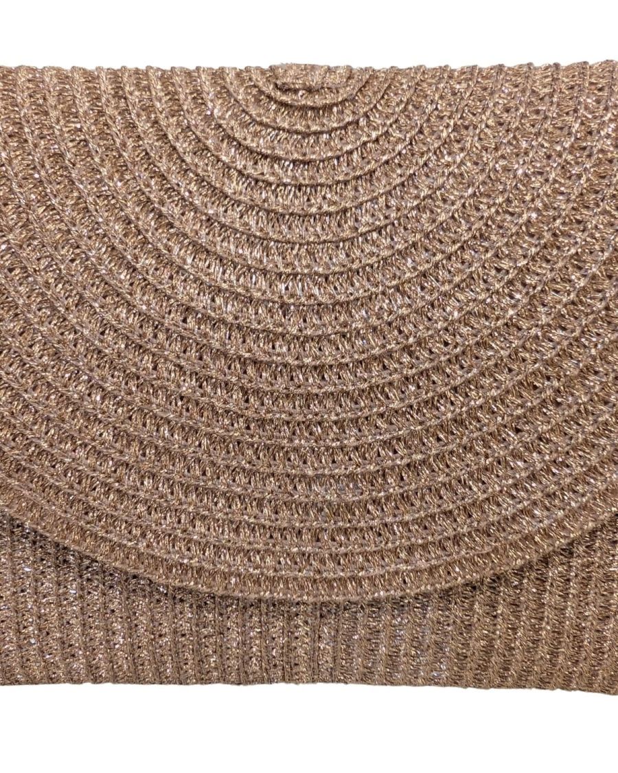 Pochette femme papier tissé rose gold