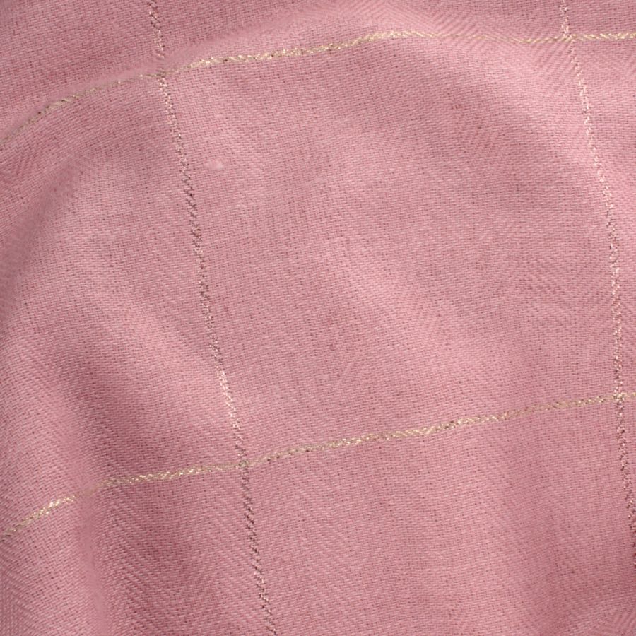 Echarpe rose à carreaux dorés et cuivrés