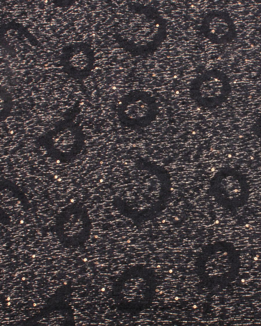 Grosse écharpe noire et dorée liserés et sequins Alphabio