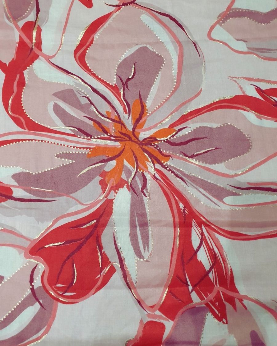 Foulard femme fleuri et dorures Althéa