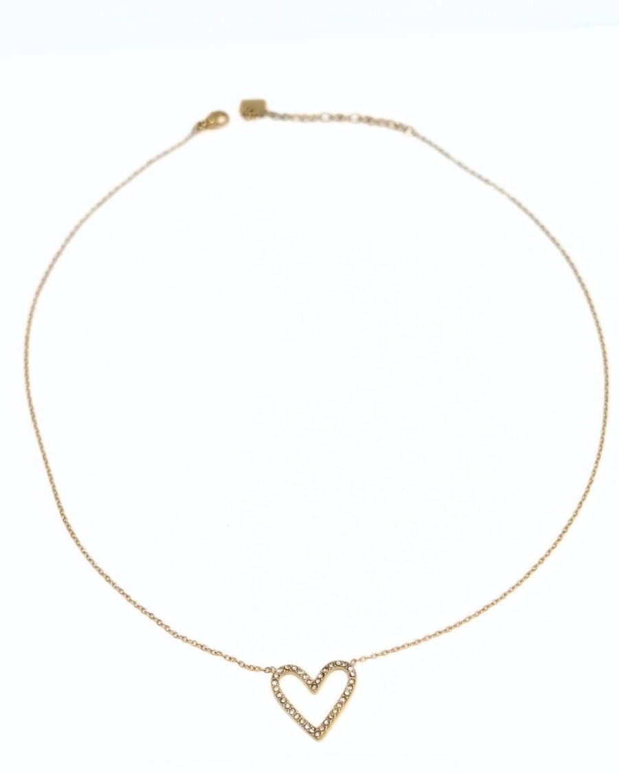 Collier femme acier inoxydable doré coeur strass
