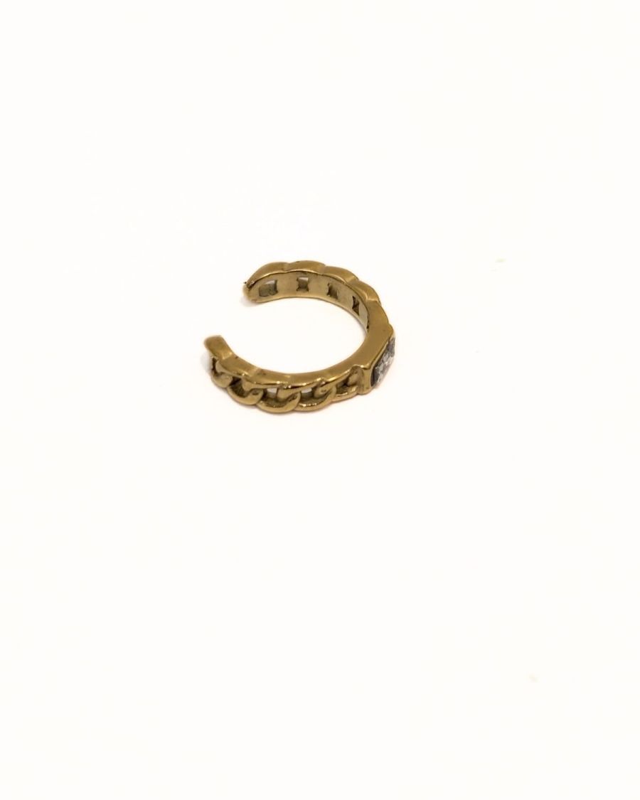 Boucle d'oreille arcade femme acier doré tresse strass