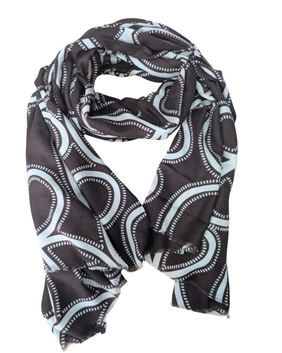 Echarpe femme marron motifs beiges Maeva