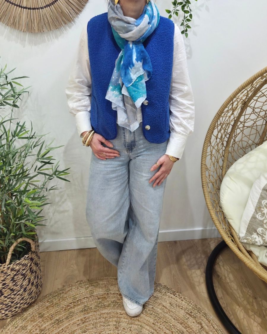 Foulard femme fleurs aquarelle et dorures