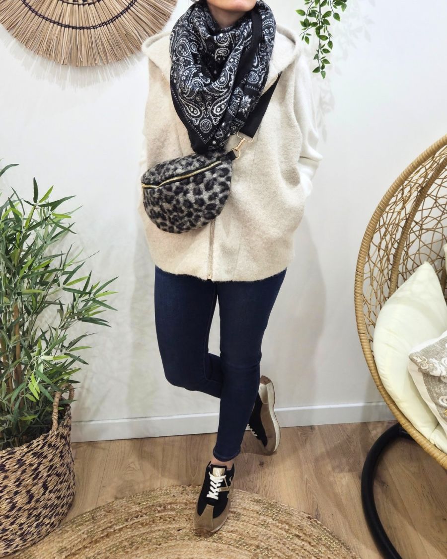 Sac banane femme moumoute léopard