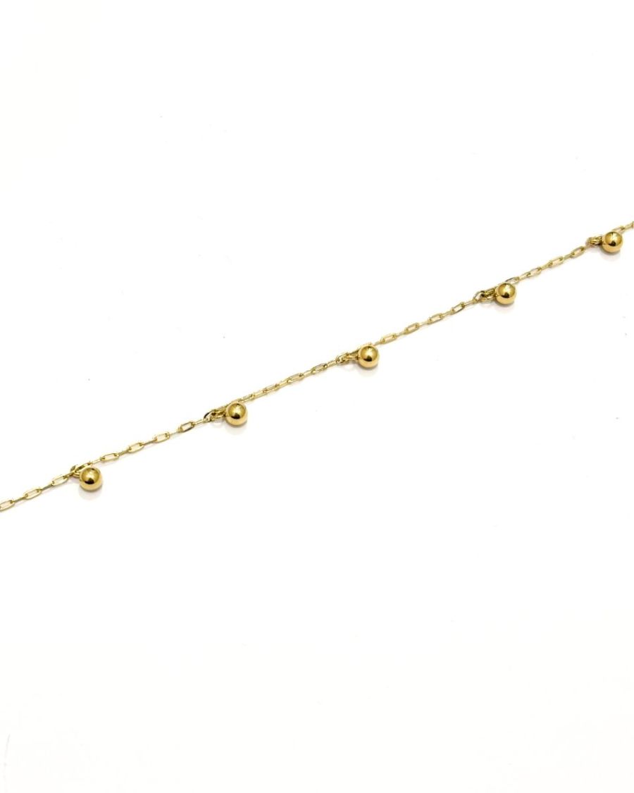 Chaine de cheville acier doré perles boules