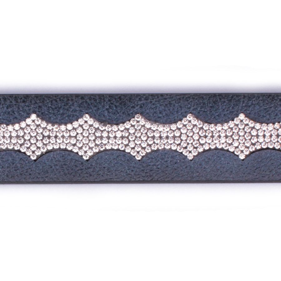 Ceinture bleue marine vague de strass