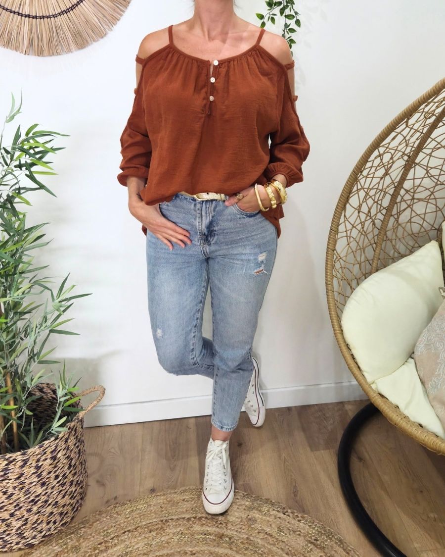 Blouse femme épaules et manches ajourées Cécile