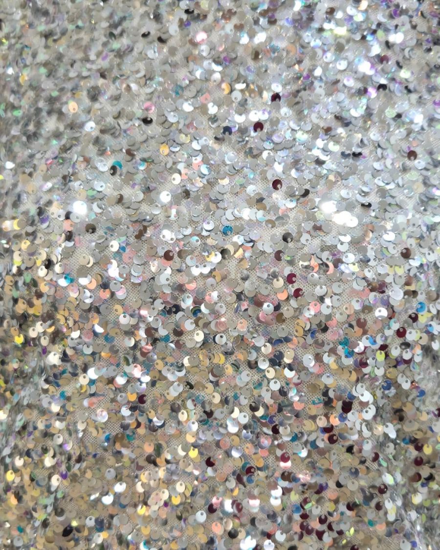Blouse femme à sequins argents manches longues