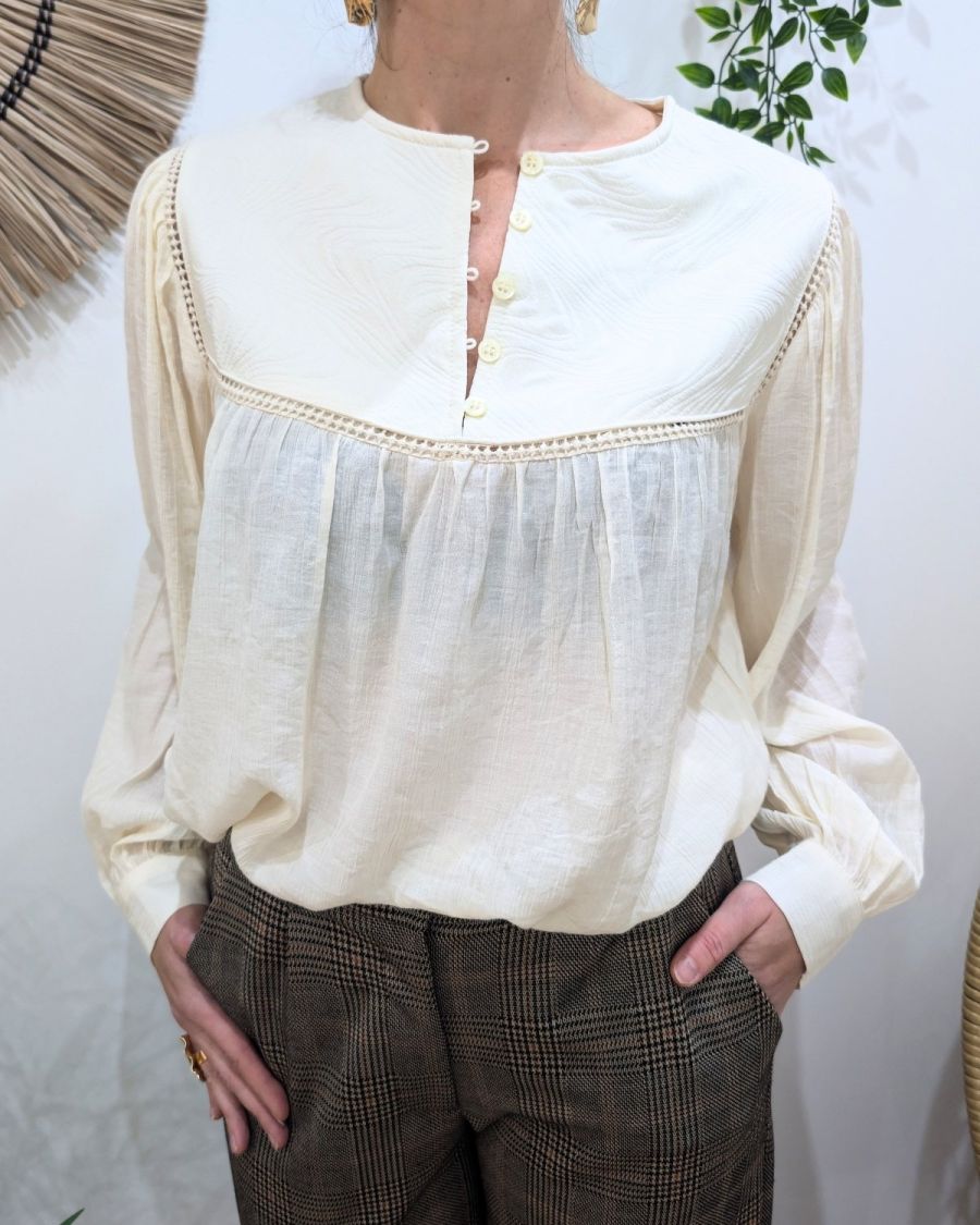 Chemisier femme fluide beige Yaëlle
