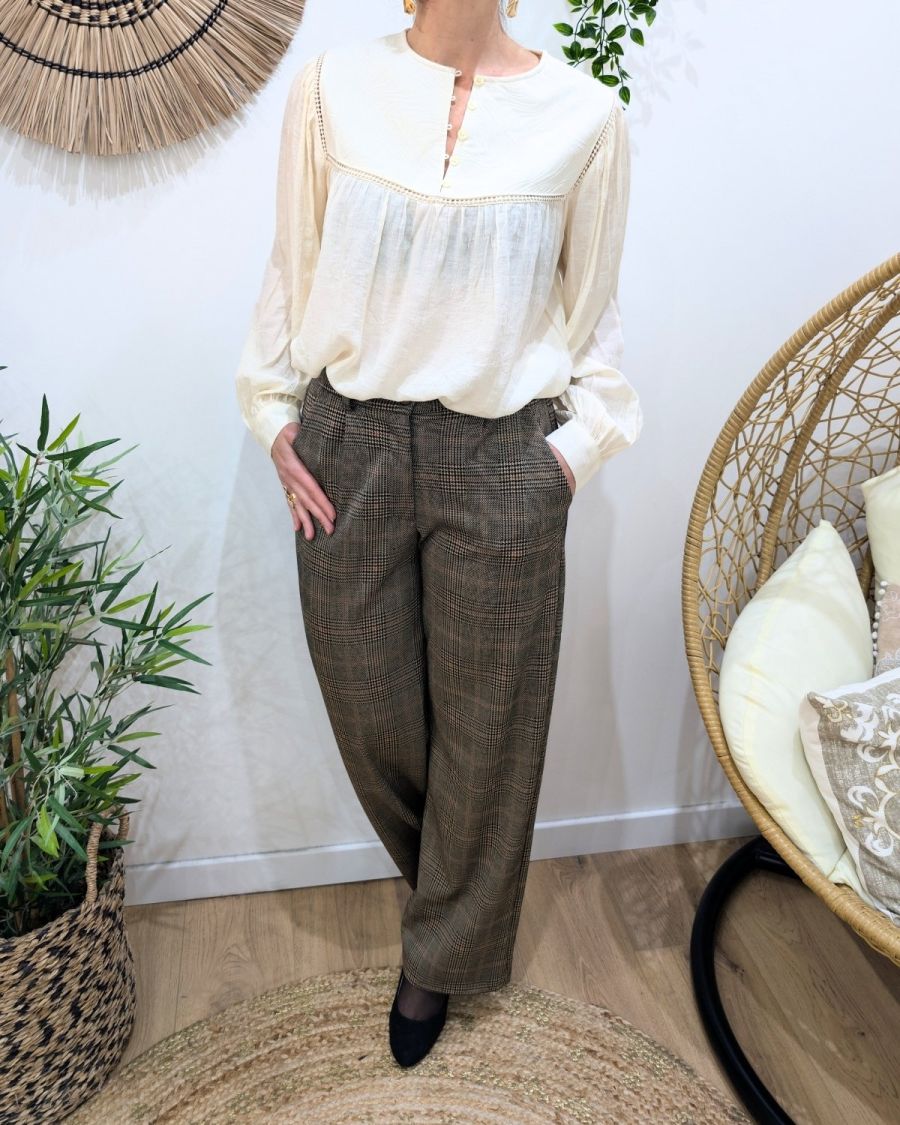 Chemisier femme fluide beige Yaëlle