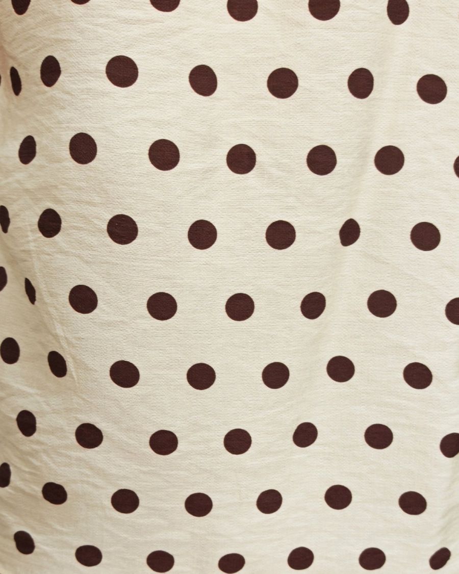 Blouse femme à pois jaune et marron