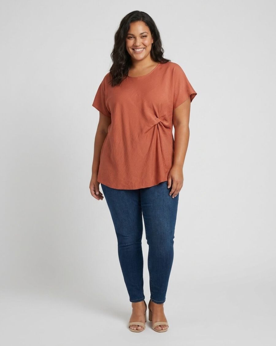 Blouse femme grande taille fluide nouée