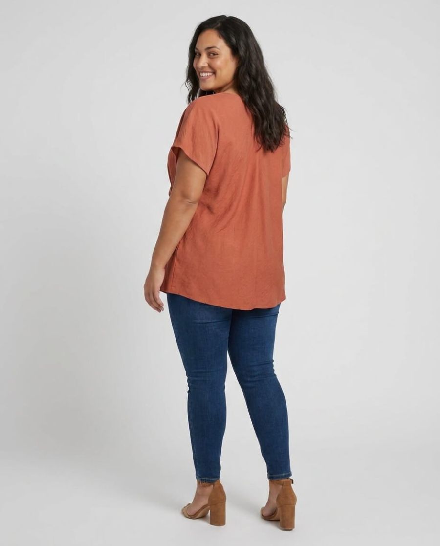 Blouse femme grande taille fluide nouée