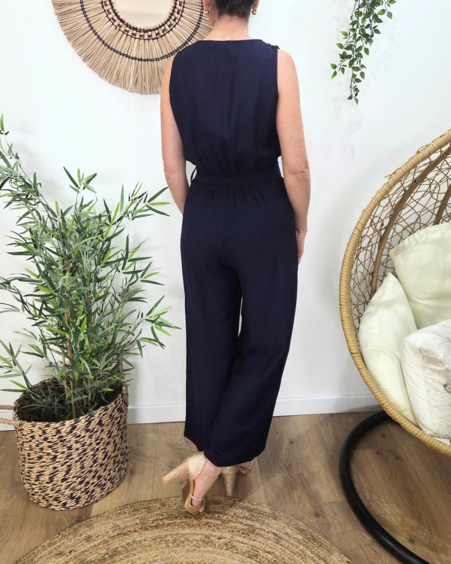 Combinaison femme marine boutons dorés Sira