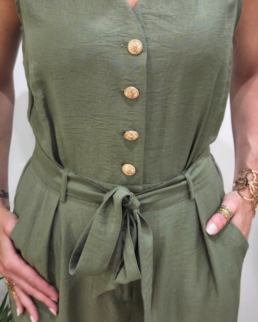 Combinaison femme kaki boutons dorés Sira