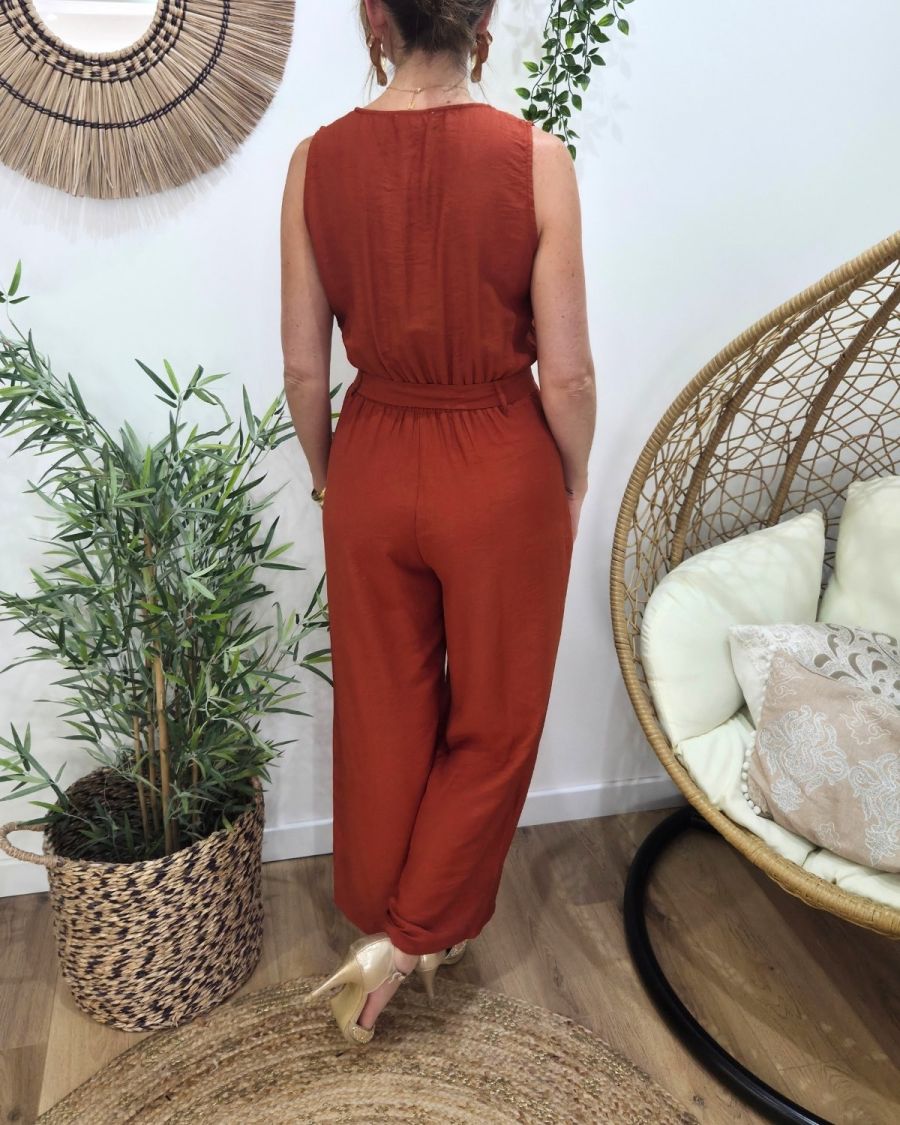 Combinaison femme terracotta boutons dorés Sira