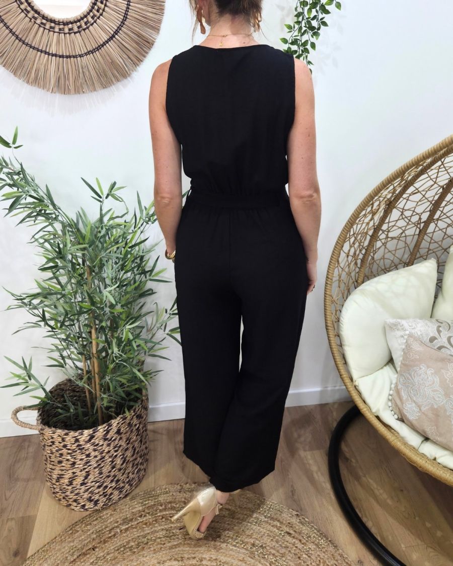 Combinaison femme noire boutons dorés Sira
