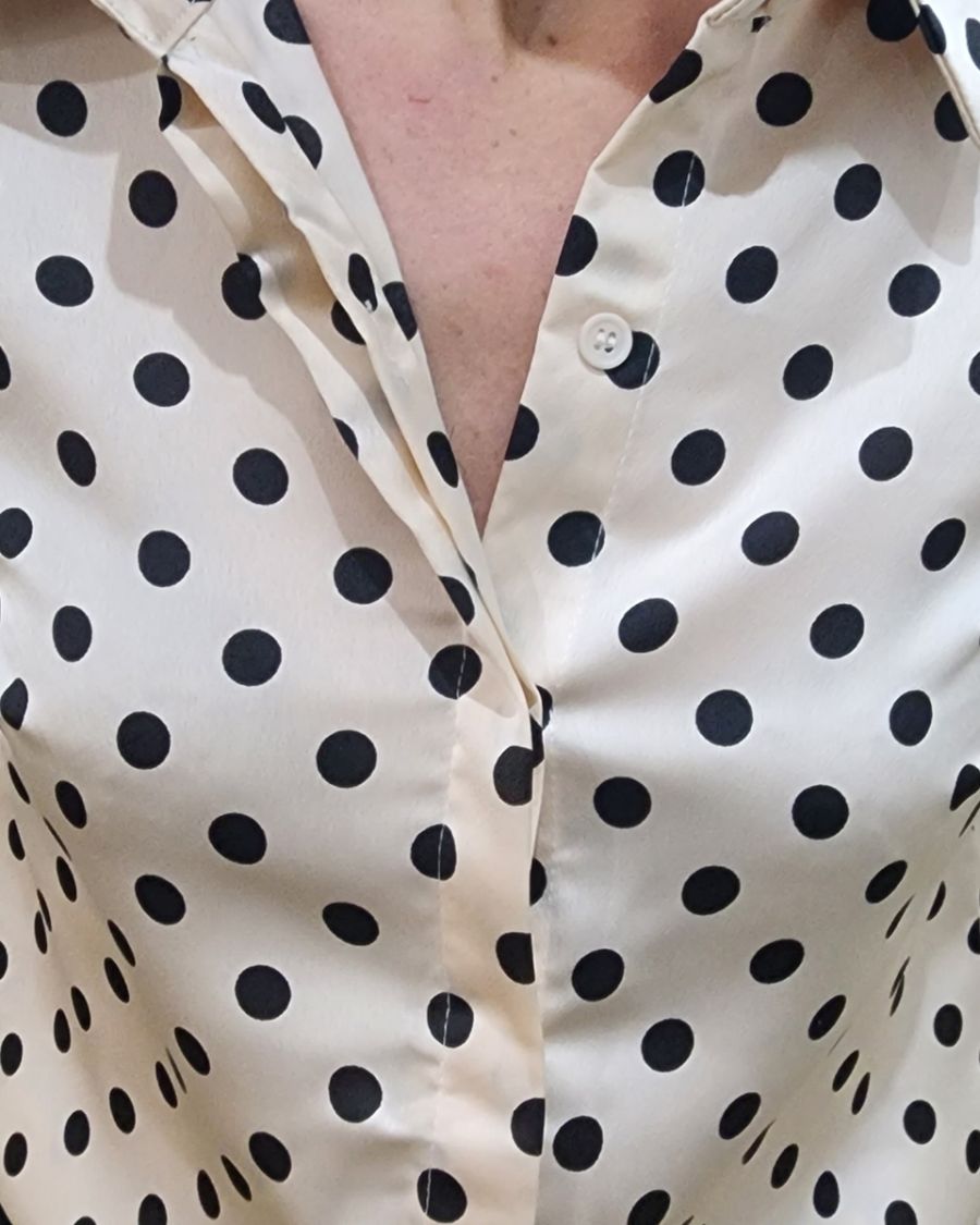 Chemisier femme rose poudré pois noirs Elinor