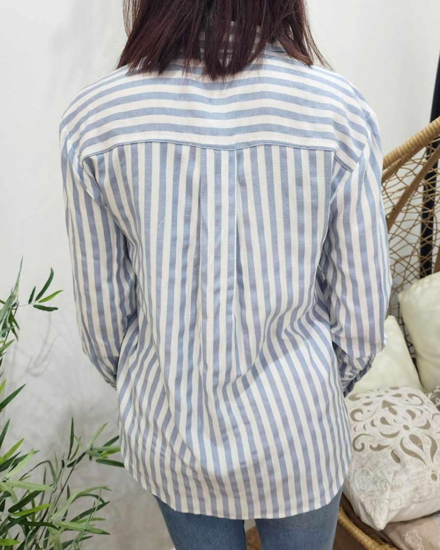 Chemisier femme  bleu à rayures Kali