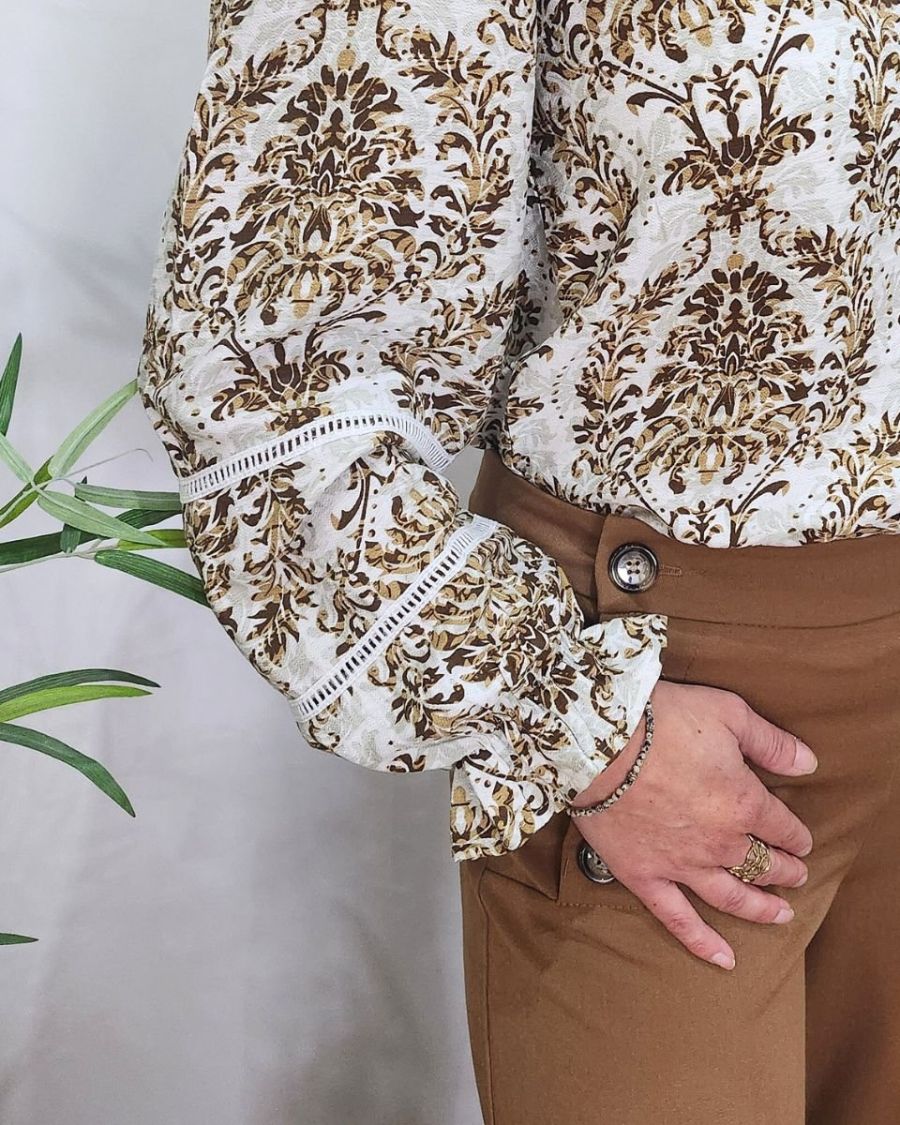 Chemisier femme camel écru beige Rosalia