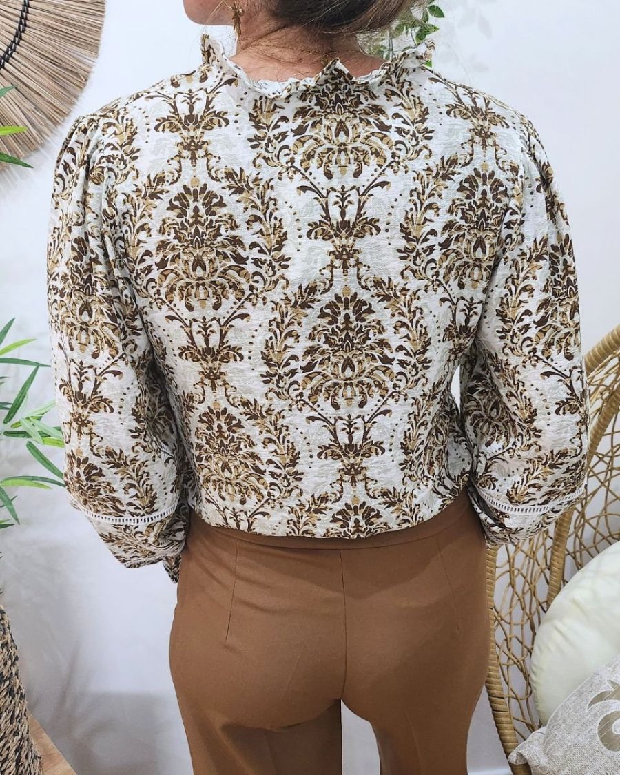 Chemisier femme camel écru beige Rosalia