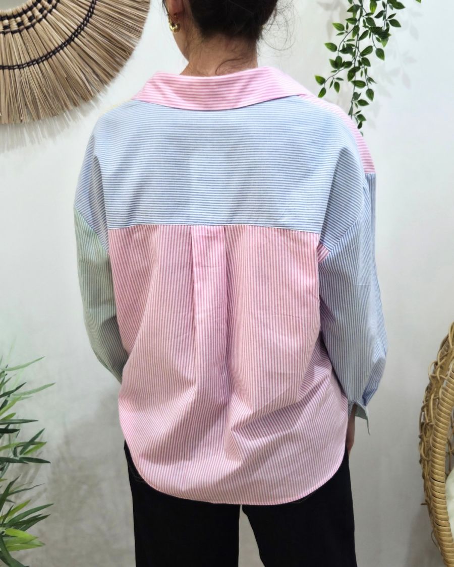 Chemisier femme rayée pastelle multicolore