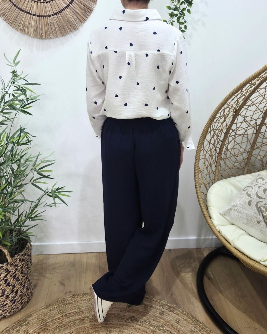 Pantalon femme fluide bleu marine Aricia